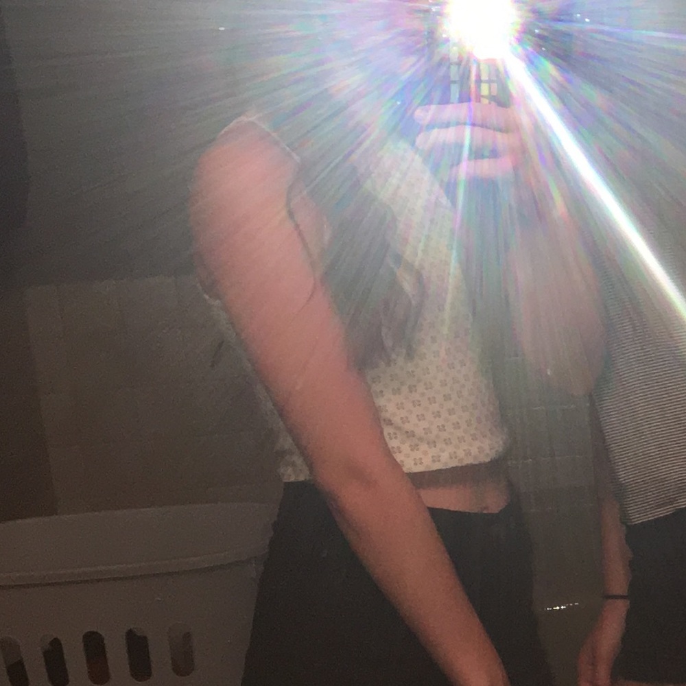 White with black floral print crop tank