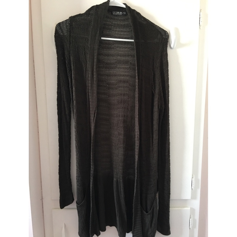 Long Olive green cardigan from Cotton On