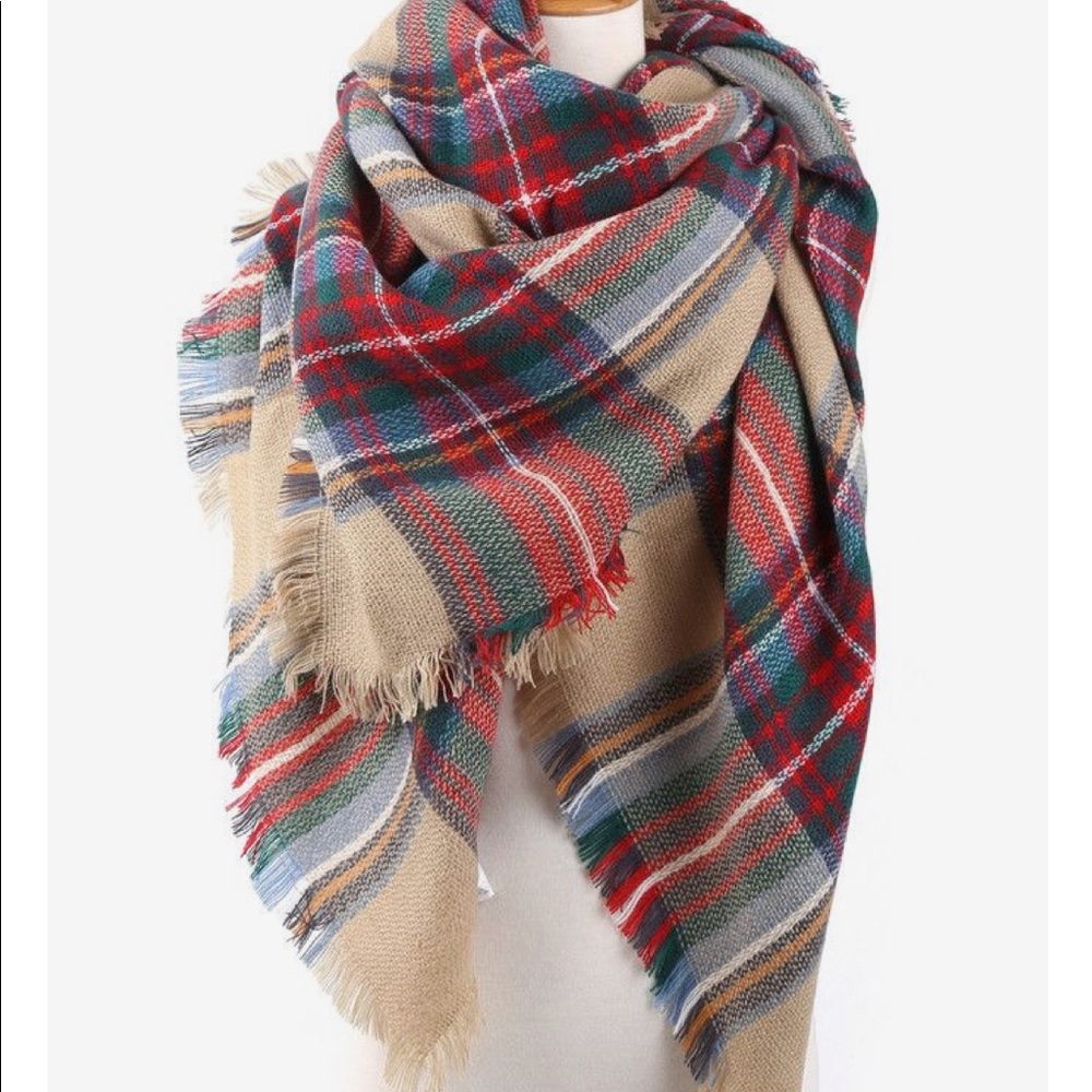 Plaid blanket scarf