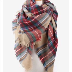 Plaid blanket scarf