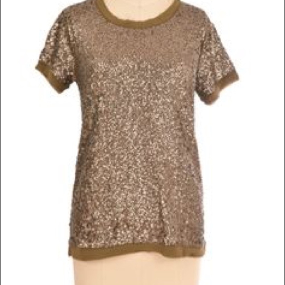 J Crew Sequin Tee - Olive