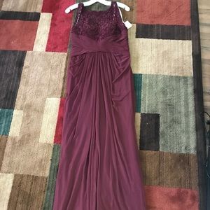 Wine Colored Dress, size 10, Mesh and Lace on top!