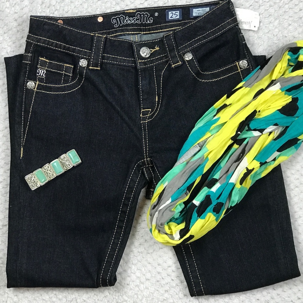 👖NWT- MissMe-Boot MidRise Jeans Dark Wash (Sz 25)