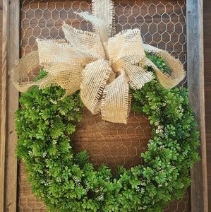 Boxwood green wreath rustic/farmhouse theme decor
