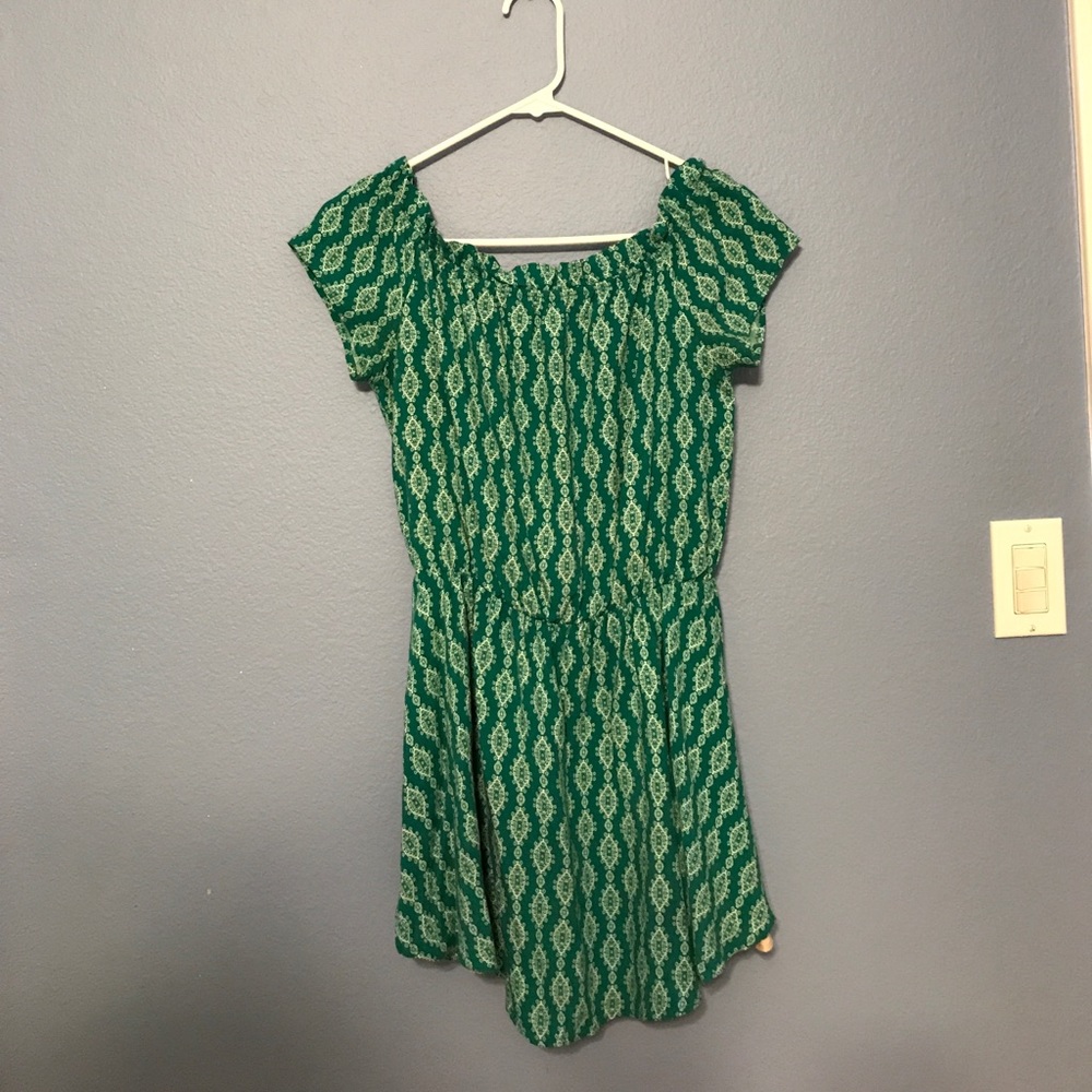 Honey Punch green off the shoulder dress