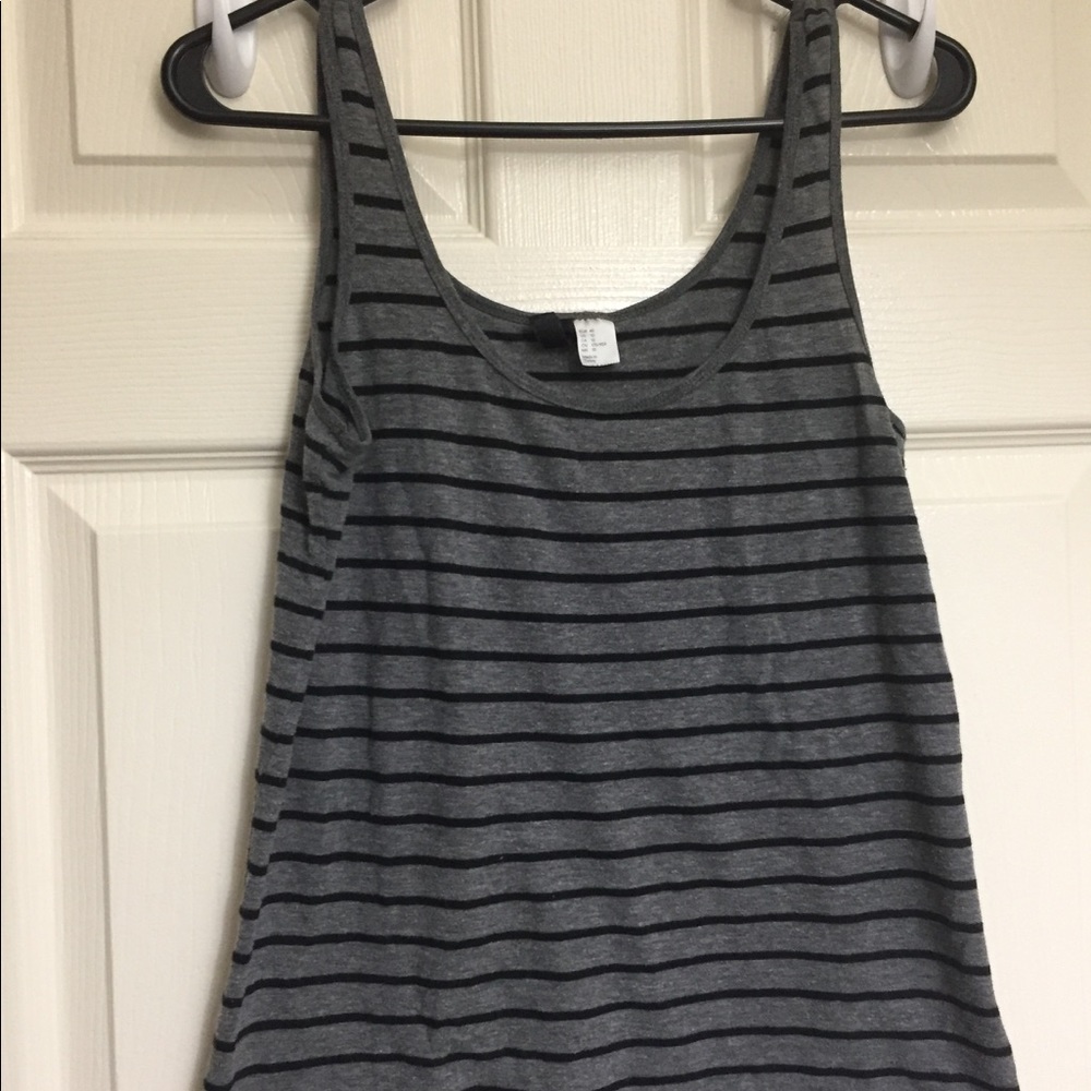H&M Black and Gray Stripped Tank Top