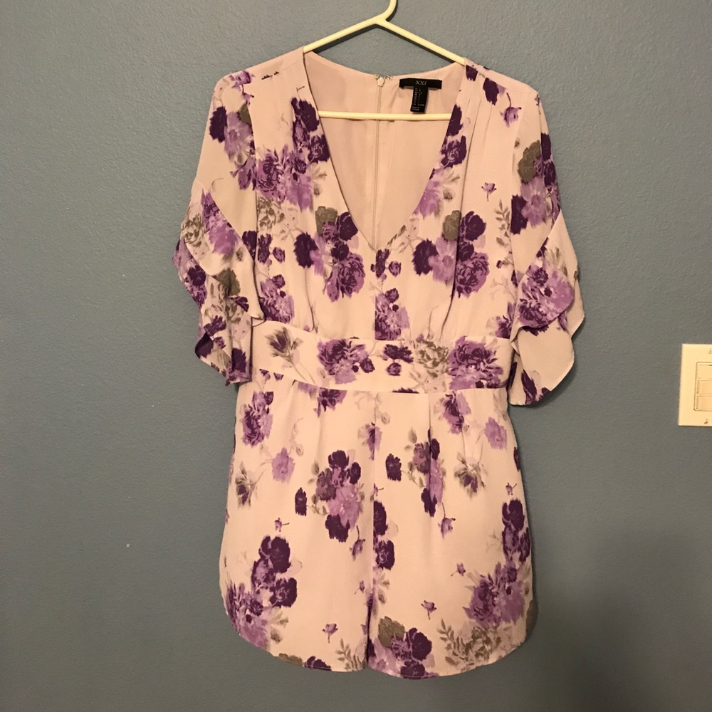 Forever 21 purple floral romper