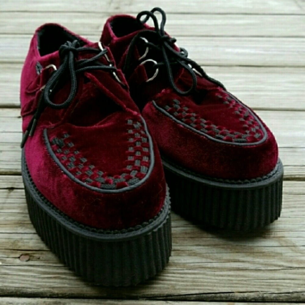Burgundy velvet TUK creepers