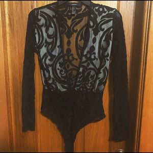 Black suede/lace bodysuit.