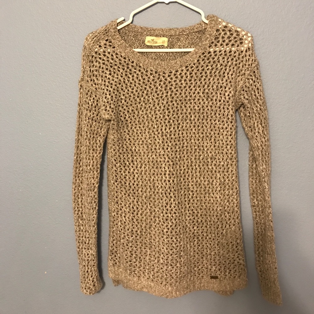 Grey Hollister poke hole sweater