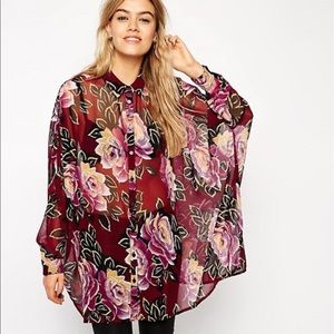 Oversized Sheer Floral Blouse