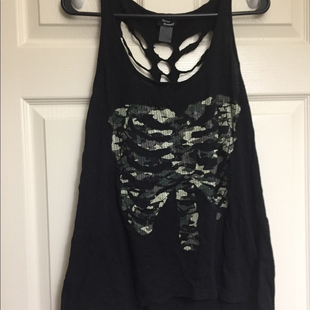 Black and Camouflage Cut-back Ribcage Tank
