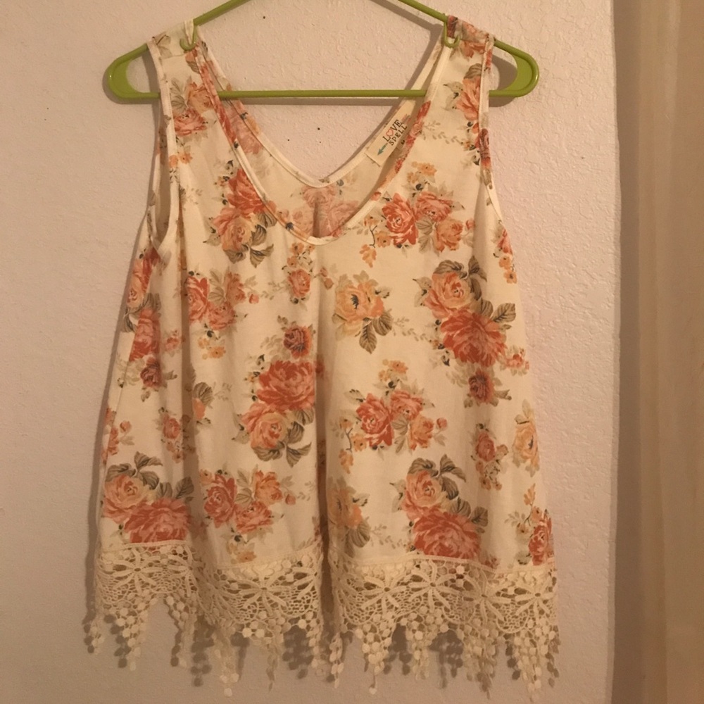 White Floral Tank Top