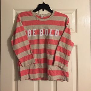 Gap Pink and White Striped Sweater