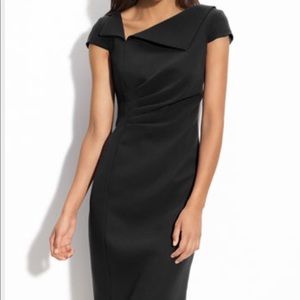 TAHARI ASL Fold Collar Side Ruched Dress Purple 4