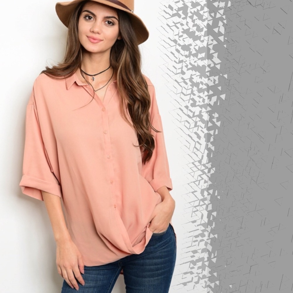 Dark blush button down blouse