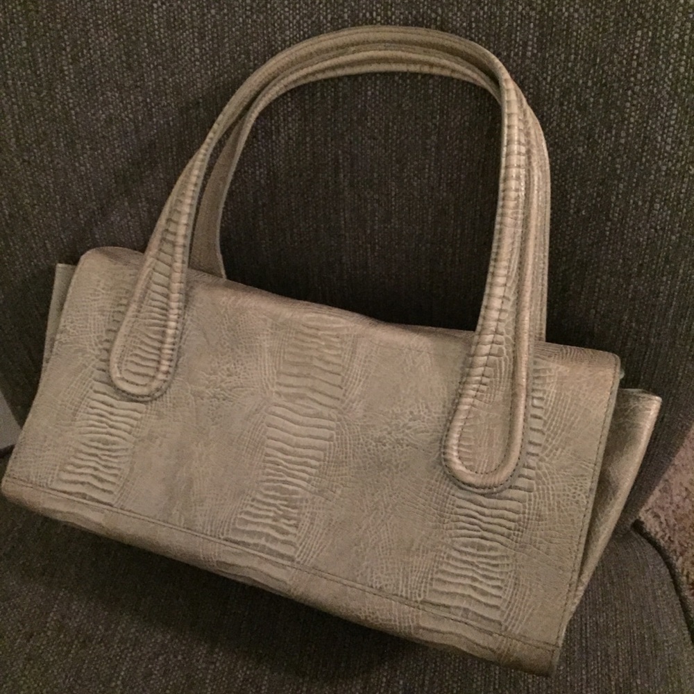 Monsac alligator embossed top handle bag