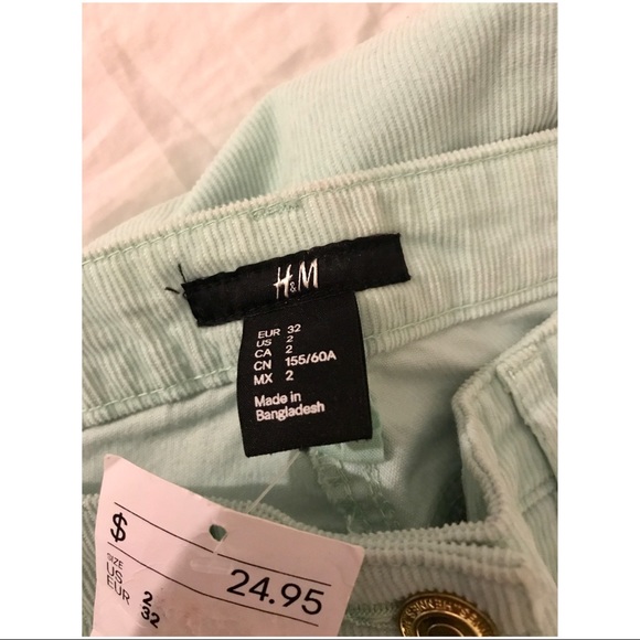 H&M mint colored corduroy skinny pants sz 2 - Picture 3 of 6