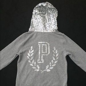 VS PINK Bling Zip up Hoodie gray w/ silver sequins