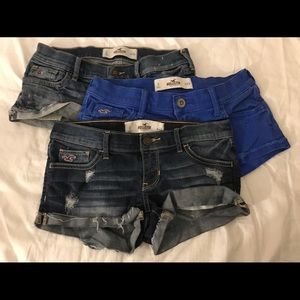 LOT of 3 pairs of Hollister denim shorts size 0