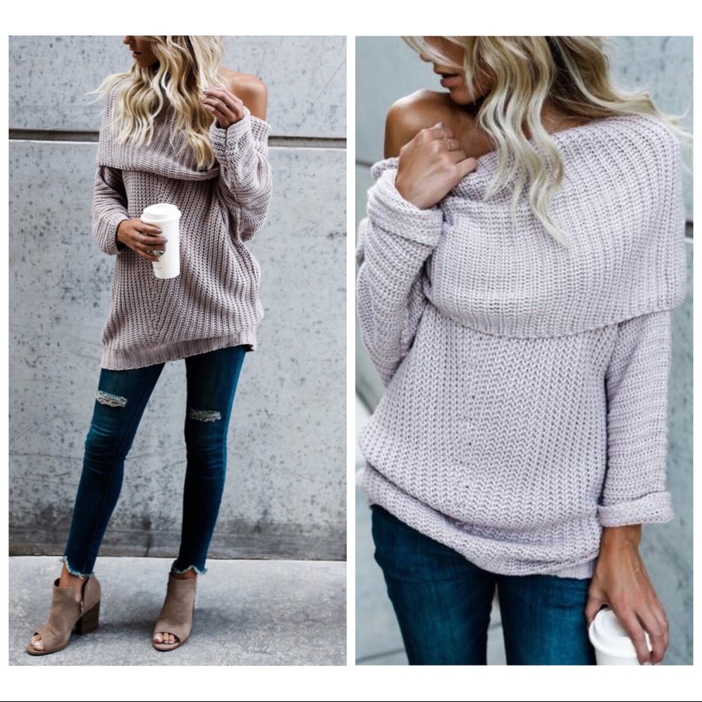 ❗️CLEARANCE❗️Off Shoulder Tunic Sweater S M L - Picture 1 of 4