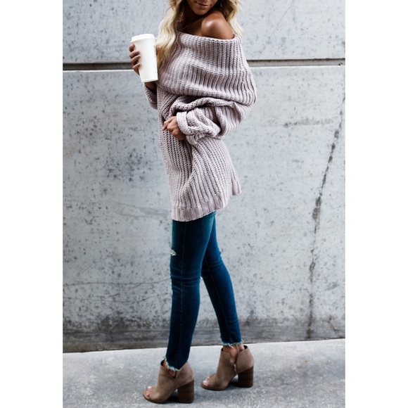 ❗️CLEARANCE❗️Off Shoulder Tunic Sweater S M L - Picture 2 of 4