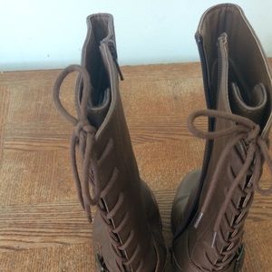 Lace up mid calf boots