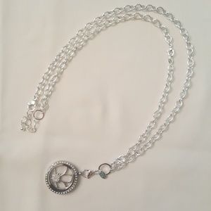 24" chain with large diamond encrusted locket