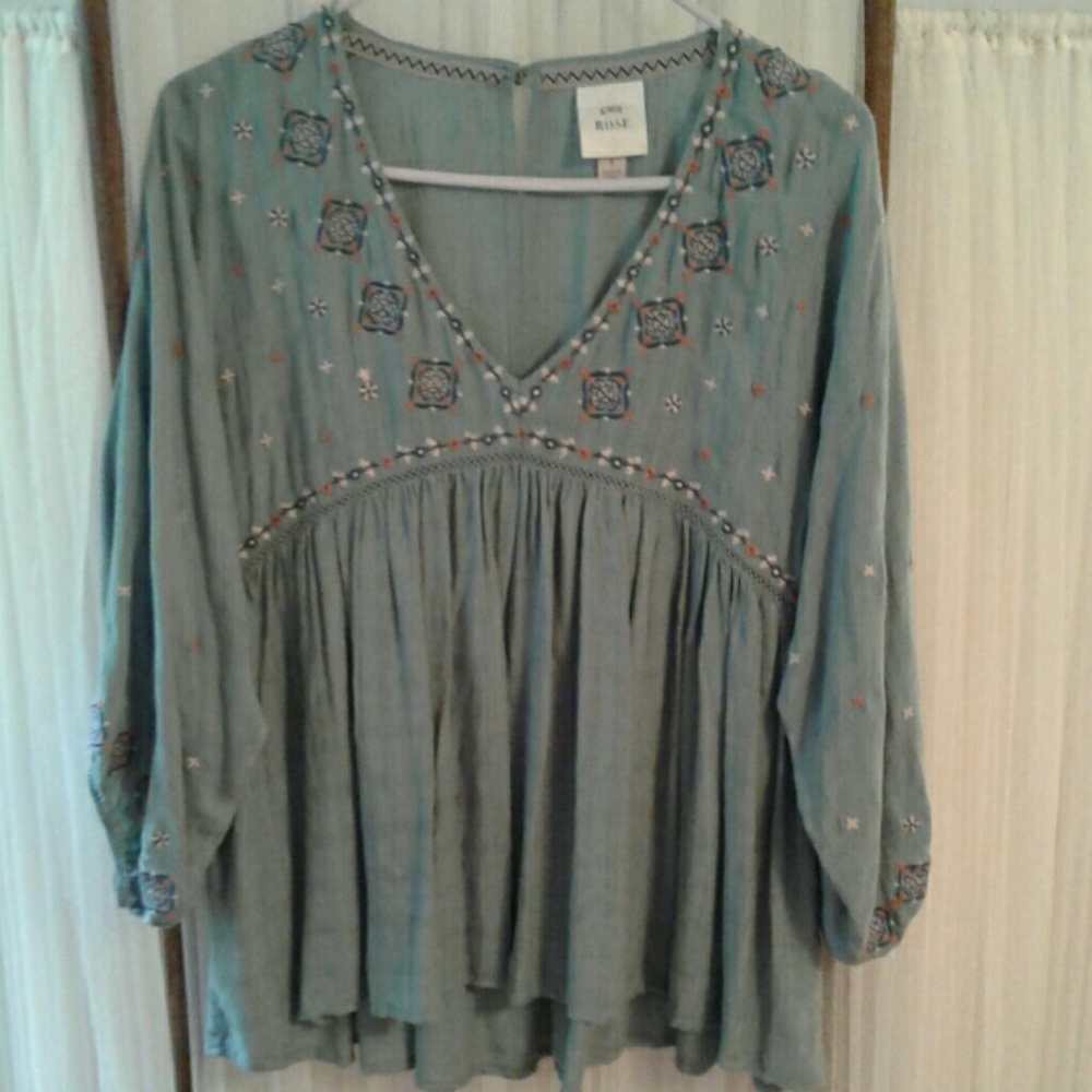 Blue embroidered blouse/top