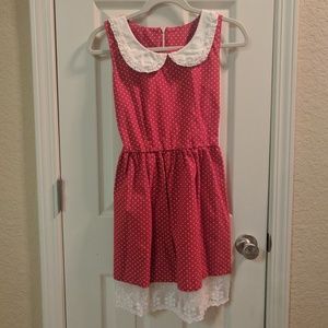 Bonne Chance Peter pan collar red polka dot dress