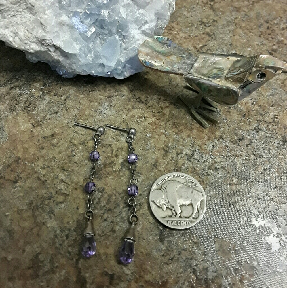 Vintage Sterling & Amethyst Earrings
