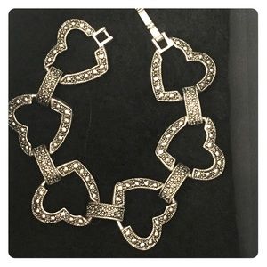 Sterling silver heart link bracelet