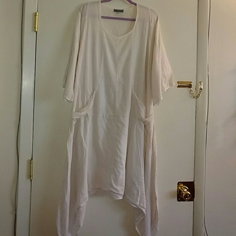 Light Angel Pink Blue Fish Cotton Dress Made in US