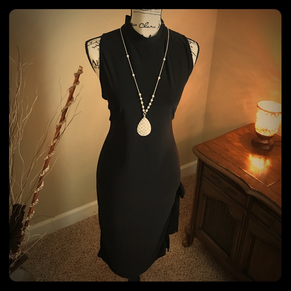 Collard high split dress