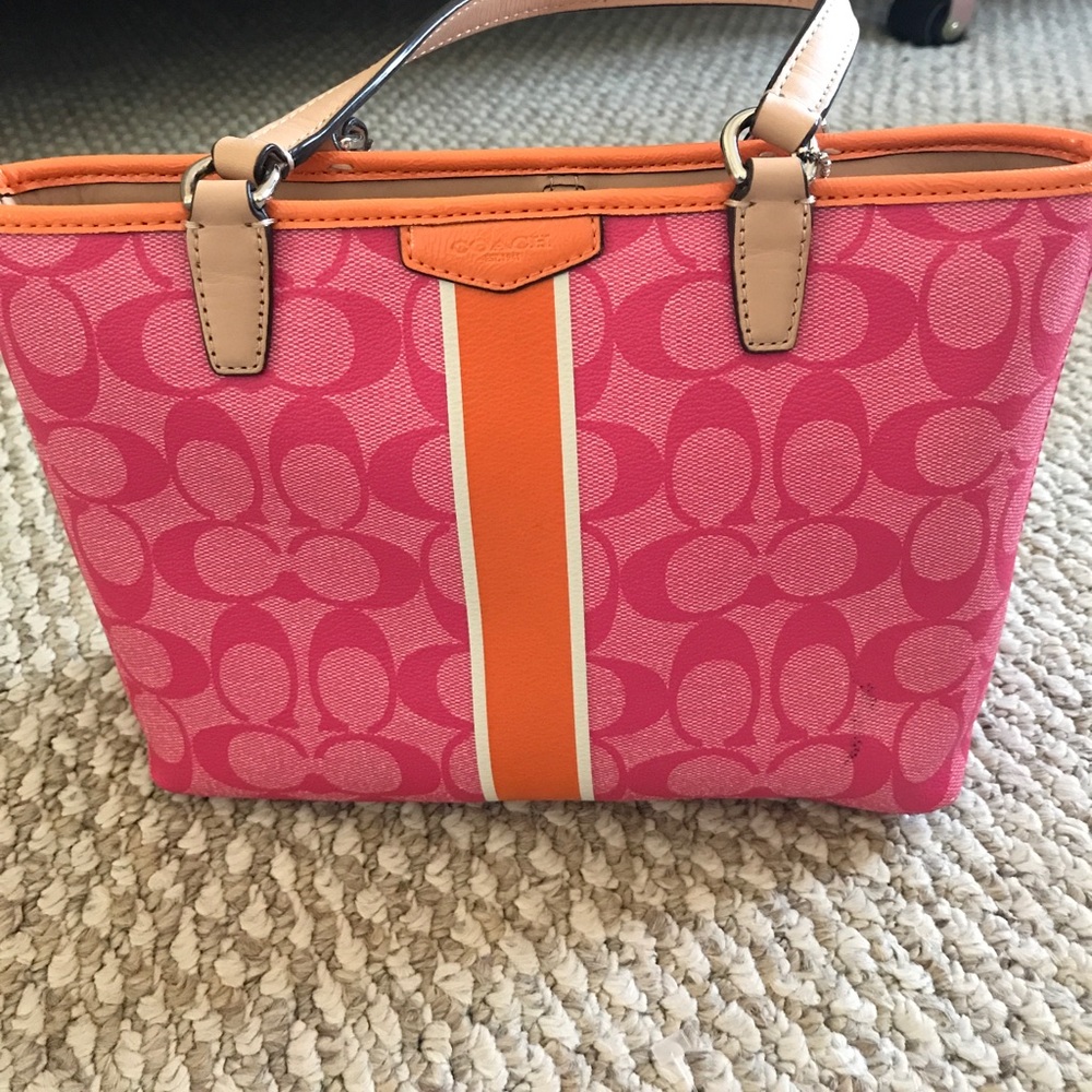 Pink and orange purse.