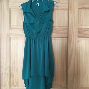 Medium emerald green high low sleeveless dress