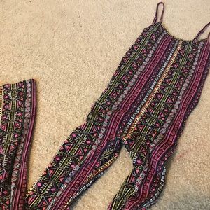 Stretchy tribal pattern yoga jumpsuit