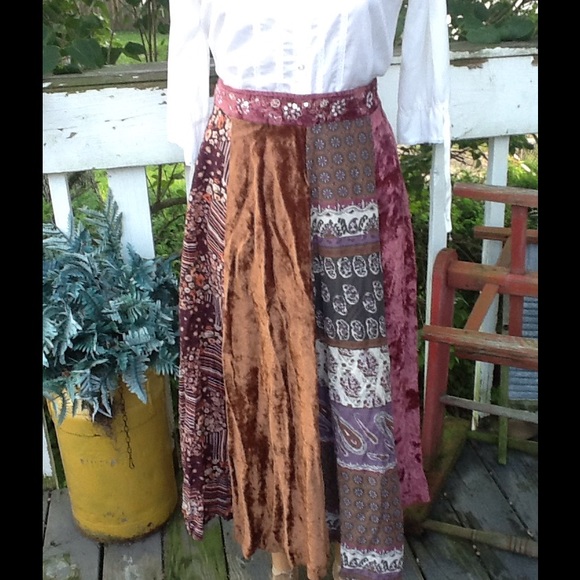 Vtg Hippie Mixed Media Full Skirt...Gorgeous! - Picture 2 of 6
