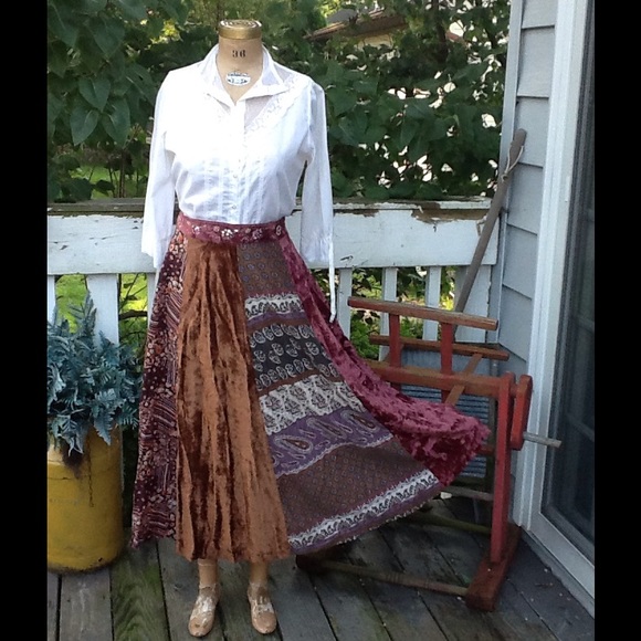 Vtg Hippie Mixed Media Full Skirt...Gorgeous! - Picture 3 of 6
