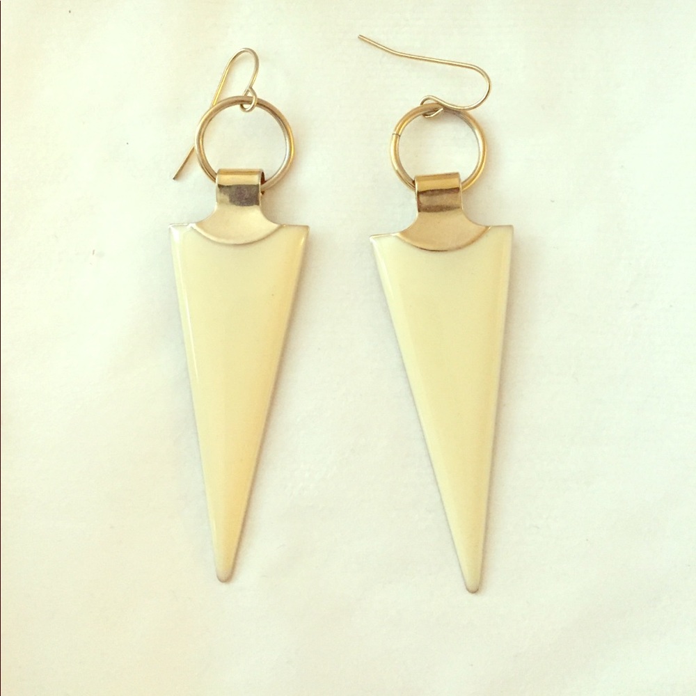 NWT cream enamel triangle earrings
