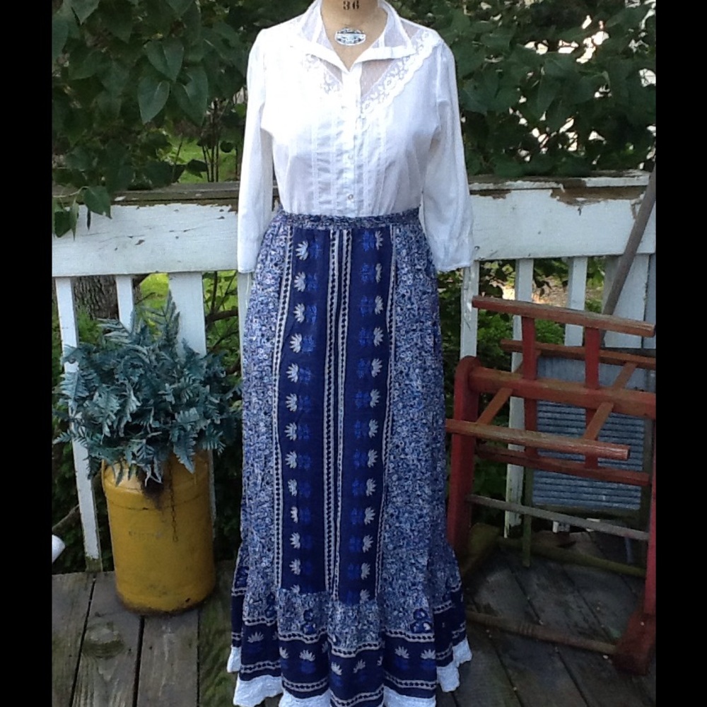 Vtg Hippie INDIA Festival Boho Maxi Skirt