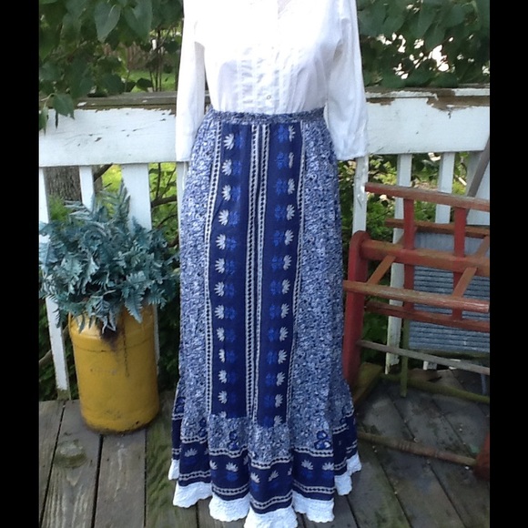 Vtg Hippie INDIA Festival Boho Maxi Skirt - Picture 2 of 4
