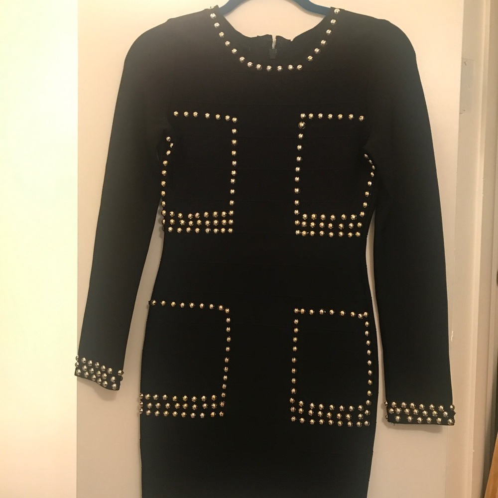 Black dress with gold studs