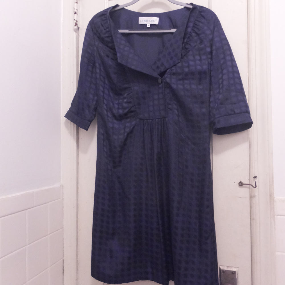 Lewis Cho Shift Dress w/ Textured Print
