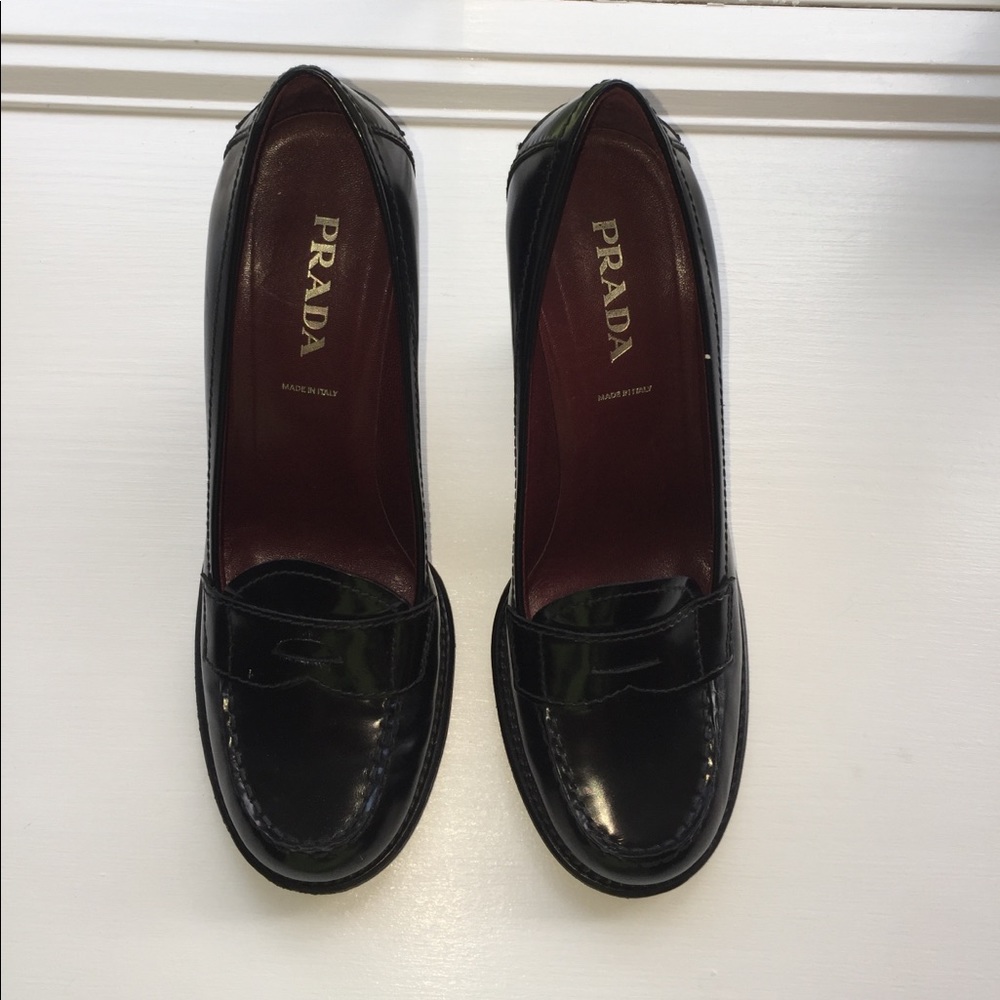 Black leather Prada heels