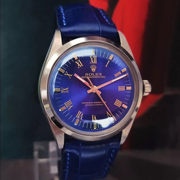 1974 ROLEX OYSTER PERPETUAL MEN'S BLUE ROMAN DIAL - Picture 2 of 8