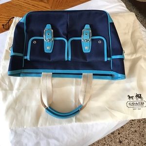 Dark Blue Canvas Shoulder Handbag with duster