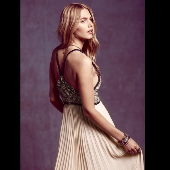 Free People ivory black Embroidered Dress Gown 2 - Picture 5 of 6