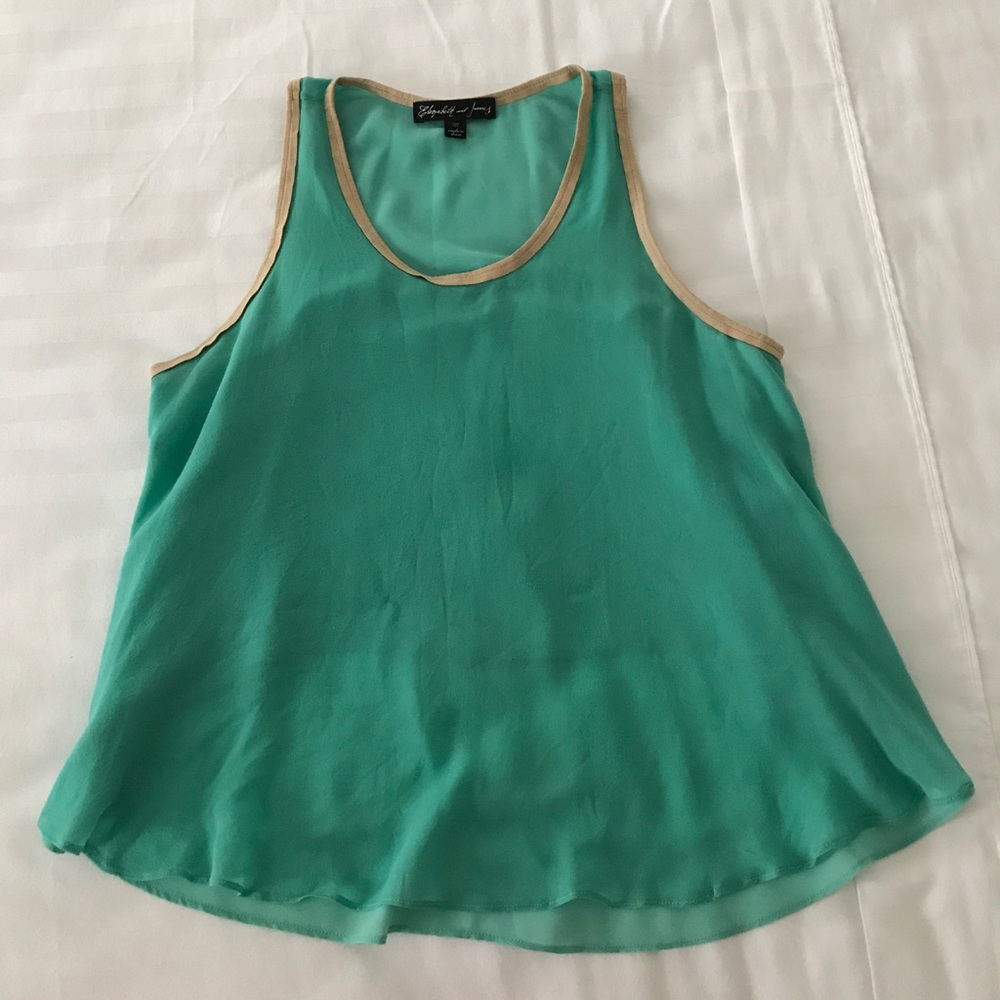 Elizabeth & James tank - leather trim neck/sleeve