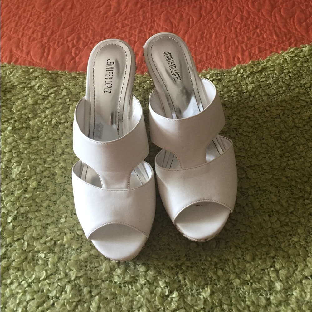 White wedge sandals